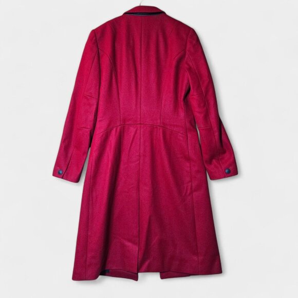 Rag & Bone Daine Long Single Breasted Wool Coat Deep Berry Red Office NWT - Picture 6 of 16
